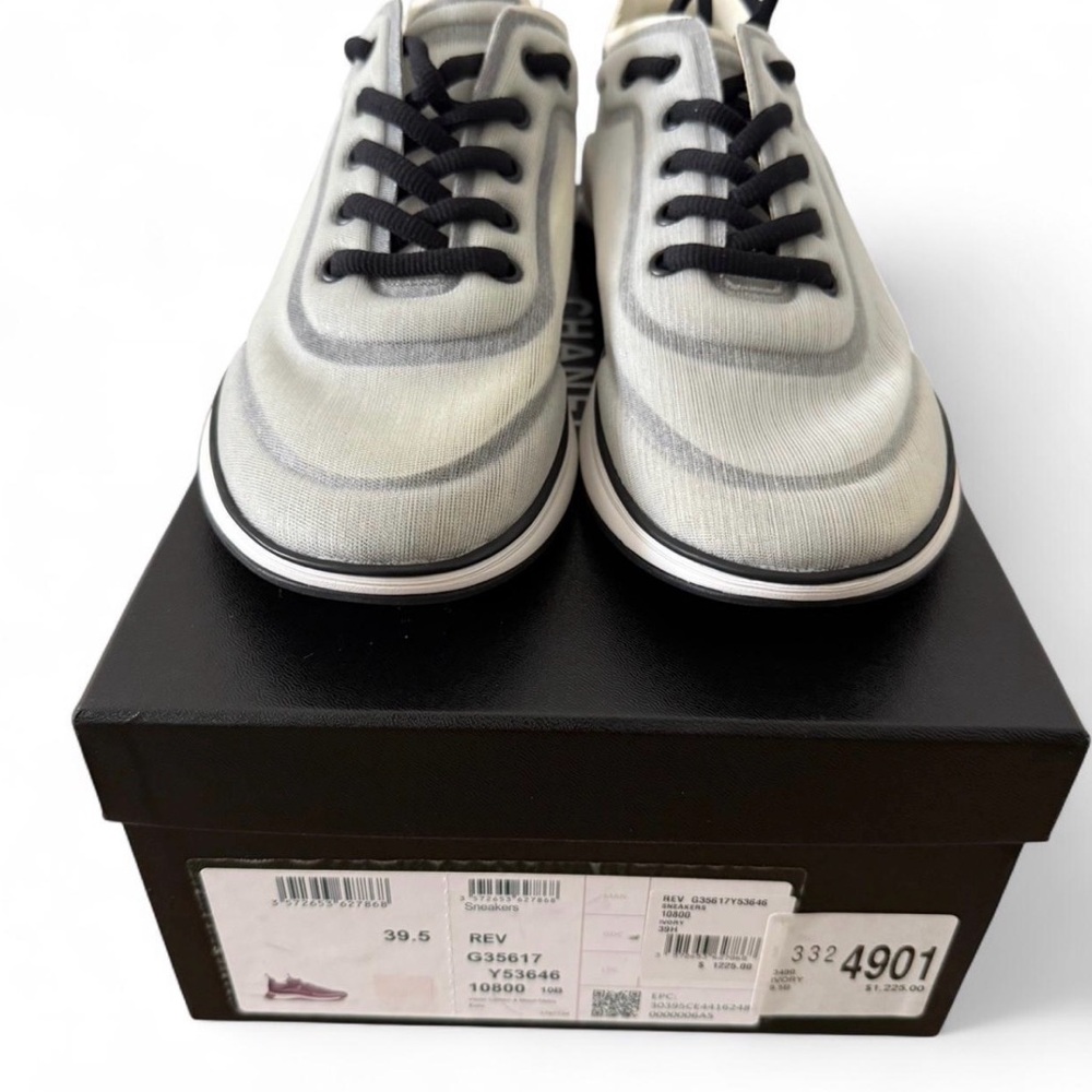 CHANEL Gray and Black Athletic Shoes